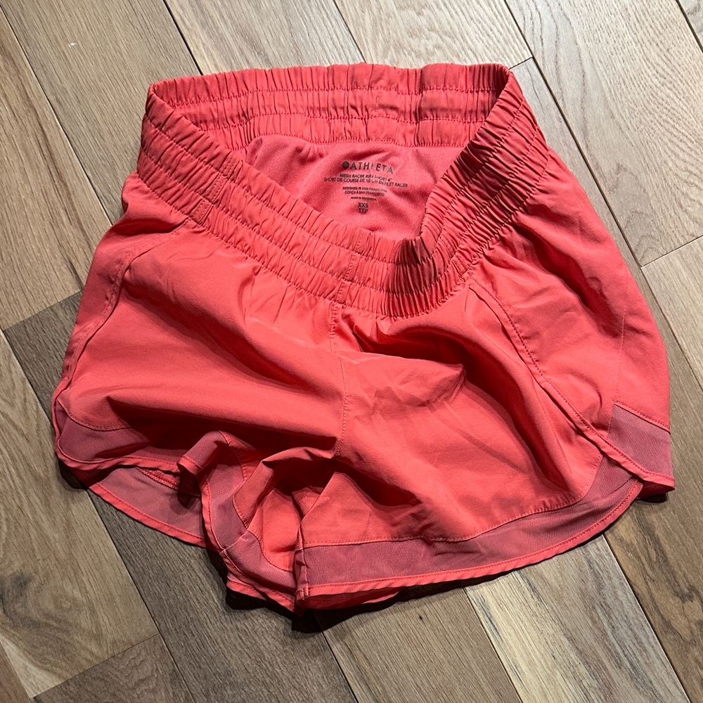 Athleta Coral-Red Athletic Split Hem Shorts